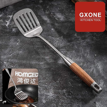 Metal Spatula,304 Stainless Steel Wok Spatula with Heat Resistant Wooden Handle,Silver/15.7Inch - Image 5