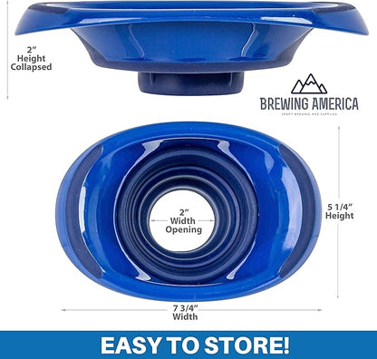 Kitchen Canning Funnel – Collapsible Silicone Food Funnel for Wide Mouth and Regular Mason Jars – Flexible Use for Coffee, Liquid, Jam, Cooking, Baking, Crafts - Blue
