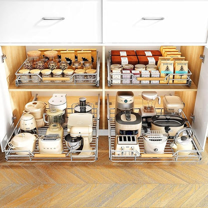 Pull out Cabinet Organizer, 21"W X 21"D, Heavy Duty Smooth Sliding Under Cabinet Shelves for Pots and Pans, Full-Extension Roll out Drawers, Slide out Organization for Home Kitchen Pantry - Image 8