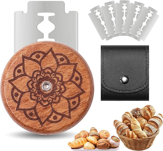 UFO Bread Lame Cutter for Homemade Sourdough,Bread Scorer Tool for Sourdough with 5 Blades and Case,Slashing Tool Bread Cutting Knife for Artisan Bread and Baguette Makers,Lotus-black by Unknown