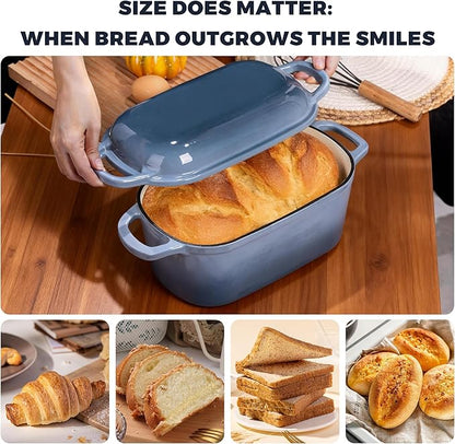 4.6 Quart Dutch Oven for Sourdough Bread Baking, Combo Oval Enameled Cast Iron Bread Pan with Lid, Bread Dutch Oven for a Crispy Crust, Seasalt - Image 7