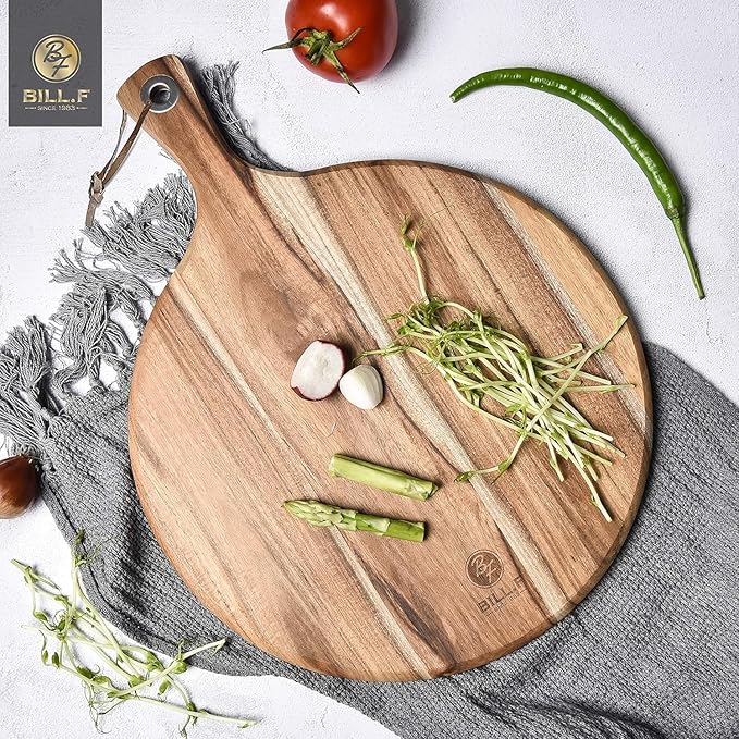 BILL.F Wood Cutting Board for Kitchen Set of 2 Cutting Board Wood with Handle for Meat,Cheese Board,Vegetables, Bread,Charcuterie - Decorative Wooden Serving Board for Kitchen and Dining Room - Image 3