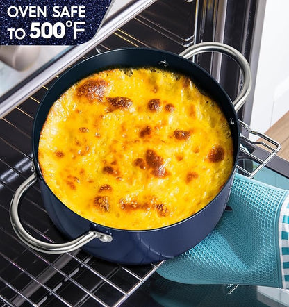 MICHELANGELO Stock Pot with Lid - 5 Quart Cooking Pot with Nonstick Coating, Ceramic Soup Pots with Stainless Steel Handle, Non Stick Pot Induction Compatible, Blue - Image 6