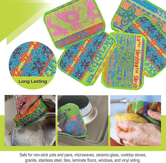 Wet-it! Skrubba 6-Pack Reusable Dish Scrubbers – Non-Scratch Scouring Pads for Kitchen & Household – Eco-Friendly, Dishwasher Safe Scrub Sponges for Dishes, Pots & Pans (Vogue) - Image 5