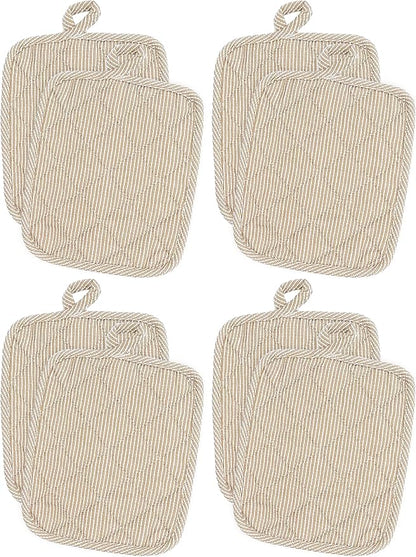 American Linen Pot Holders, Hot Pads, Table Pads for Kitchen and Dining Table, Non Slip Heat Resistant Hot Pot Holder (Beige, 8 Pack)