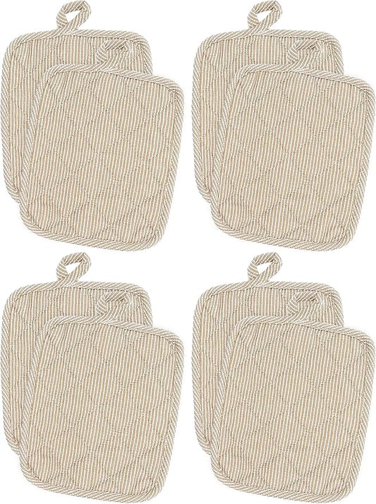 American Linen Pot Holders, Hot Pads, Table Pads for Kitchen and Dining Table, Non Slip Heat Resistant Hot Pot Holder (Beige, 8 Pack)
