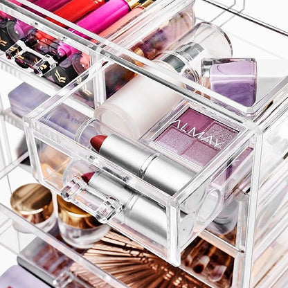 Sorbus Acrylic Makeup Organizer Set, 6-Drawer Vanity & Countertop Cosmetic Storage with Small & Wide Drawers, Clear Makeup Storage for Brushes, Lipsticks, Jewelry – Holiday Gift for Women & Teens