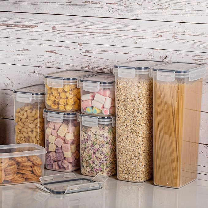 Vtopmart 32pcs Airtight Food Storage Containers Set, BPA Free Plastic Kitchen and Pantry Organization Canisters with Lids for Cereal, Dry Food, Flour and Sugar, Includes 32 Labels - Image 5