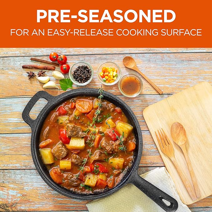 Commercial Chef 2-Qt. Saucepan with Lid, Pre-Seasoned Cast Iron, Integrated Handles, Works on All Cooktops Including Induction, Outdoor Skillet for Campfires or Grills, CHCI20 - Image 2
