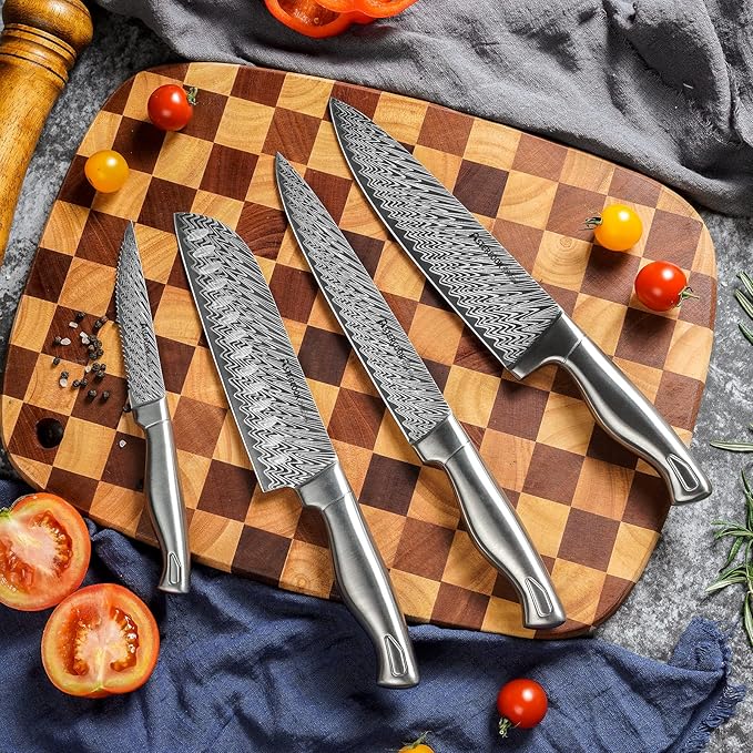 Astercook Knife Set, 15-Piece Kitchen Knife Set with Block, Built-in Knife Sharpener, German Stainless Steel Knife Block Set, Dishwasher Safe - Image 4