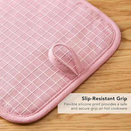 KITCHENAID Gourmet Series Gridlines Pot Holders 2-Pack Set, Heat Resistant up to 600°F, Soft Silicone Grip, Magnetic Cuff, Dried Rose, 8"x8" - Image 7