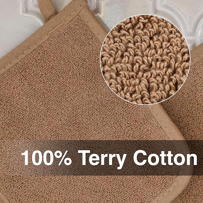 RITZ Terry Potholder & Hot Pad: Unparalleled Heat Resistant, Durable 100% Cotton – Ergonomically Designed for Optimal Grip – Easy-Care Machine Washable – 2-Pack, Mocha - Image 2