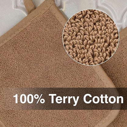 RITZ Terry Potholder & Hot Pad: Unparalleled Heat Resistant, Durable 100% Cotton – Ergonomically Designed for Optimal Grip – Easy-Care Machine Washable – 4-Pack, Mocha Brown - Image 2