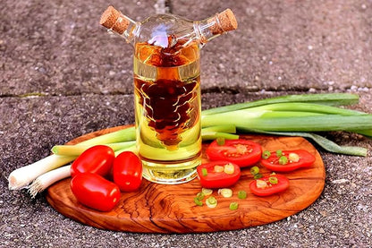 Iconikal 2-in-1 Glass Oil & Vinegar Salad Dressing Cruet Bottle Pourer