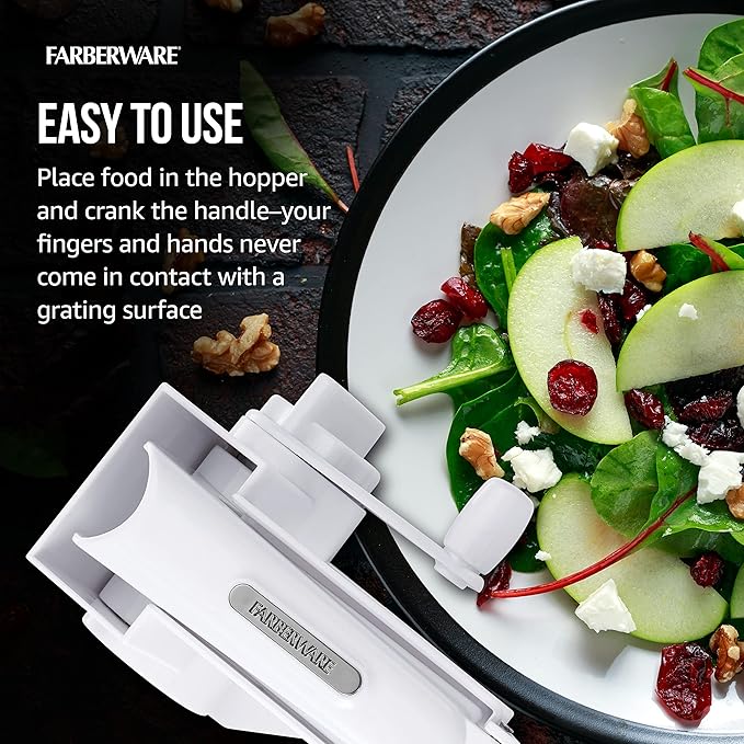 Farberware Professional Rotary Grater with Fine Etched Stainless Steel Drum, 4.33x5.51x3.54 Inch, White - Image 7