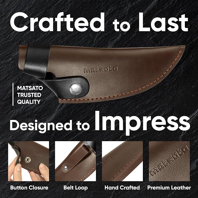Matsato Kitchen Knife Leather Sheath, Japanese Steel Chef's Knife Holder Perfect for Cutting and Chopping, 6.3 Inch Knives holder - Image 6