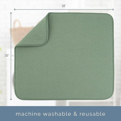 S&T INC. Dish Drying Mat, 16” x 18”, Absorbent Microfiber Kitchen Counter Mat, Dish Drying Pad for Dishes, Utensils, Pots and Pans, Large, Sage Green - Image 6