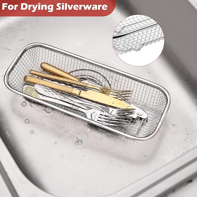 4Pack Stainless Steel Tumbler Cup Lid Organizer Inside Cabinet, Mason Jar Lid Holder, Rectangular Basket for Storage of Silverware, Chopsticks, straws and Utensils - Image 4