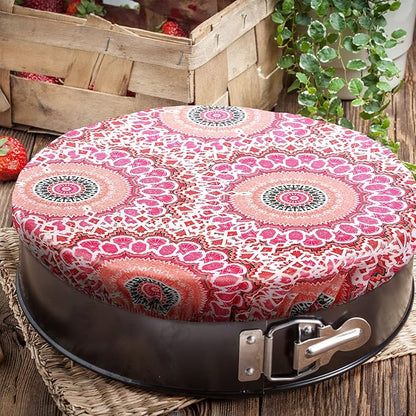 Patelai 10 Pcs Bowl Covers Reusable in 5 Size Stretch Cloth Fabric Elastic Food Storage Bowl Covers Bread Sourdough Lids for Proofing Food Fruits Leftover(Warm Color,Retro Style) - Image 7