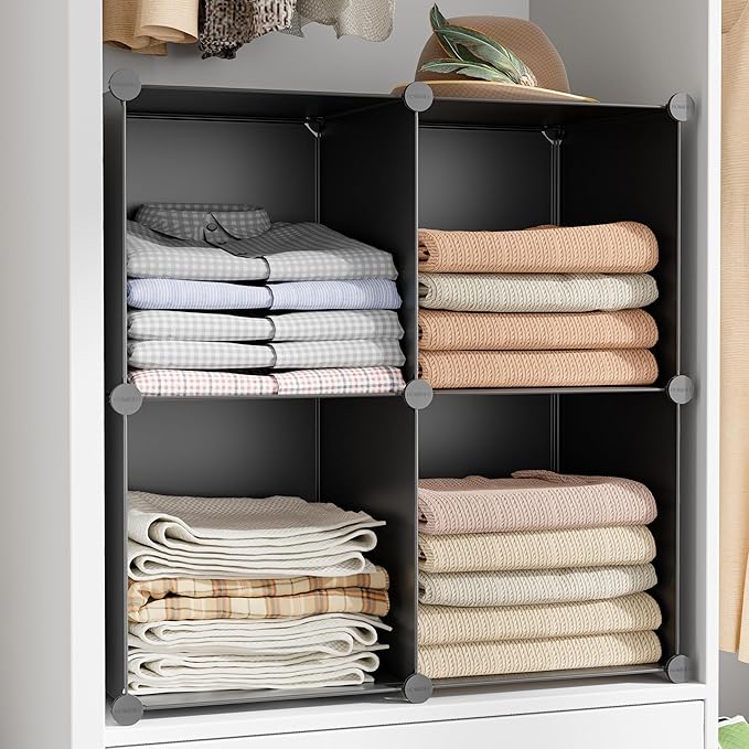 6-Cube Storage Organizer, Closet Organizer Storage Cabinet Shelf Bookcase Bookshelf with Metal Hammer, Storage Cubes Organizer Cabinet for Kids, Closet, Bedroom, Bathroom(11.8x11.8x11.8 inch)Black - Image 4