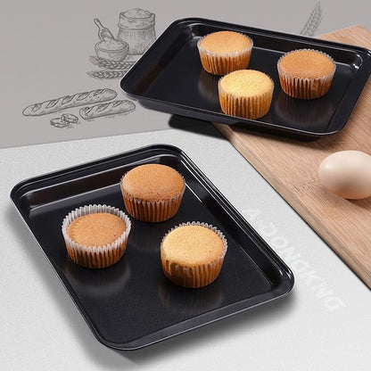 Small Cookie Sheets, Baking Pans, Nonstick Carbon Steel Baking Sheets, 2-Pack, 9.5 X 7.1 Inches (Inner 7.5 X 6) - Image 6