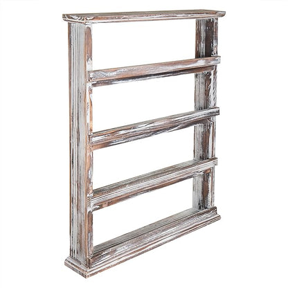 MyGift Wooden Spice Rack Wall Mount, Hanging 4 Tier Seasoning Jar Shelf Organizer, Condiment Storage for Kitchen, Pantry, Large Spice Organization, Vintage Rustic Torched - Image 7