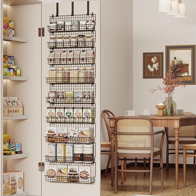 JKsmart 9-Tier Spice Rack Organizer with Door Hook, Wall Mount, and Extra Large Capacity for Pantry Door – Stylish Black Design for Effortless Organization, Ultimate Kitchen Storage Solution - Image 3
