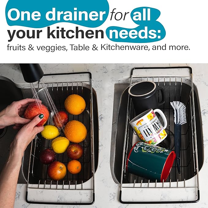 Better Houseware Over Sink Dish Drying Rack Space-Saving Dish Rack for Kitchen Counter Stainless Steel 19.25 x 8.25 x 4.5 - Image 4