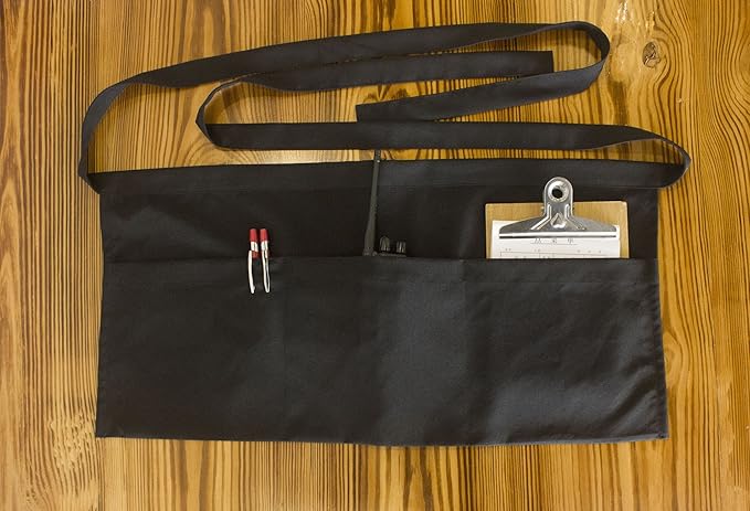 Resist water 3 big Pockets Waist Server Apron Kitchen Restaurant Unisex Half Aprons - Image 6