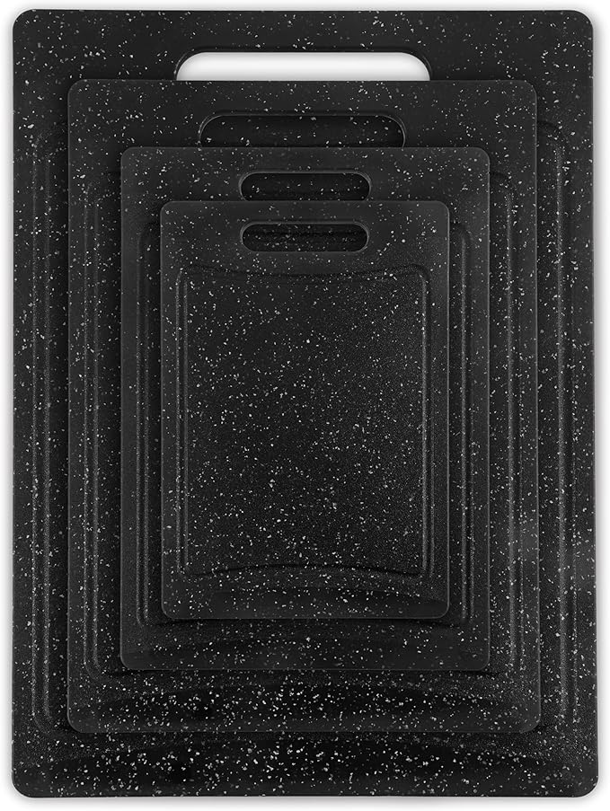 COOK WITH COLOR Non-Slip Cutting Board Set – Kitchen Essentials with Easy Grip Handle for Meat, Veggies, and Fruits, 4 Cutting Boards, Black - Image 7