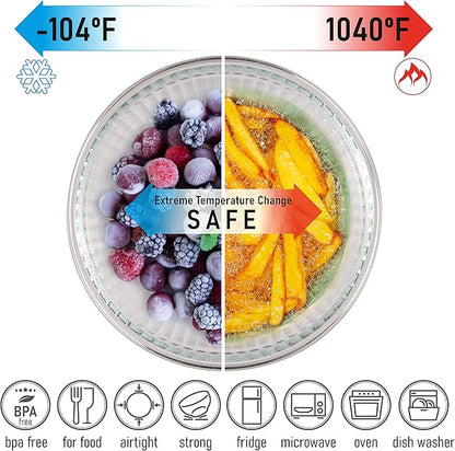 Set of 6 Stackable Space-Saving Nesting Glass Bowls with BPA Free Lids for Foodprep, Storage, Baking, Mixing & Cooking, Microwave Safe - Durable Inert Borosilicate Glass - Image 3