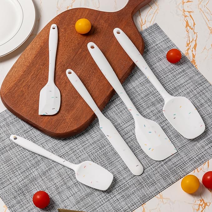 Silicone Spatula Set, 5 Piece Food Grade Rubber Spatulas for Baking, Cooking, and Mixing High Heat Resistant Non Stick Dishwasher Safe BPA-Free (Candy Color) - Image 6