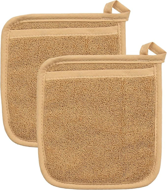 RITZ Terry Pocket Mitt & Hot Pad: Unparalleled Heat Resistant, Durable 100% Cotton – Ergonomically Designed for Optimal Grip – Easy-Care Machine Washable – 2-Pack, Straw by Ritz+Foodservice