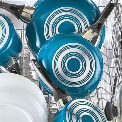 Farberware 20361 Dishwasher Safe Nonstick Cookware Set / Pots and Pans Set - 15 Piece, Blue - Image 8