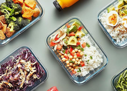 [5-Packs, 36 Oz.] Glass Meal Prep Containers with Locking Lids Glass Food Containers,Airtight Lunch Container,Microwave, Oven, Freezer and Dishwasher (4.5 Cup, White) - Image 5
