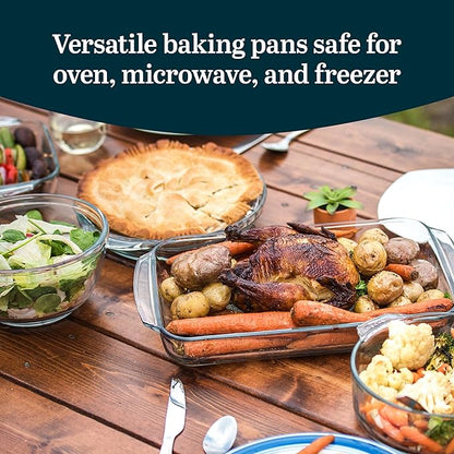 Libbey Baker’s Basics 5 Piece Glass Baking Dish Set with 1 Lid, Stackable, Clear Versatile Casserole Dish Set, Baking Glassware Set for Food Prep - Image 2