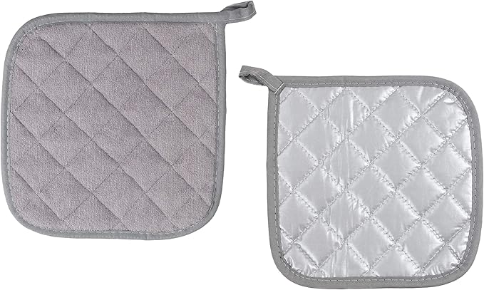 Pot Holders Cotton Made Machine Washable Heat Resistant Potholder, Pot Holder, Hot Pads, Trivet for Cooking and Baking (5, Grey) - Image 2