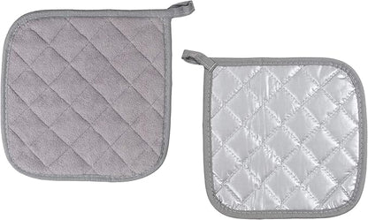 Pot Holders Cotton Made Machine Washable Heat Resistant Potholder, Pot Holder, Hot Pads, Trivet for Cooking and Baking (5, Grey) - Image 2