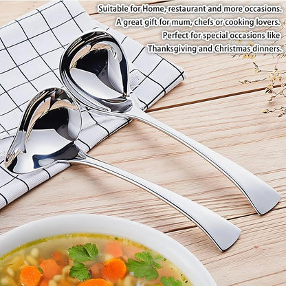 Comicfs 2 Pack Gravy Spoon Mini Gravy Ladle Drizzle Spoon 18/10 Stainless Steel Small Ladle with Pouring Spout Gravy ladle for Sauce Serving, Salad dressing and dressings, Dishwasher Safe