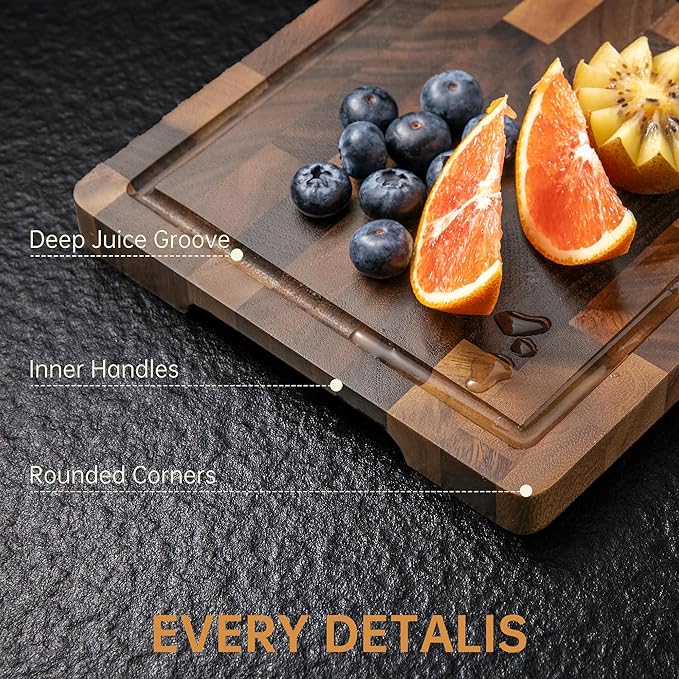 THETCHRY Walnut Wood Small Cutting Board, Compact Chopping Board with Deep Juice Groove, Knife Friendly & Non-Slip Design, 10x8x0.8 Inch for Fruit Cheese Prep - Image 5