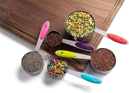 Bellemain Stainless Steel Measuring Cups Set of 5 – Nesting Metal Measuring Cups for Kitchen – Dry & Liquid Measurements (ML & OZ), Dishwasher Safe, Ergonomic Design with Colored Handles - Image 2
