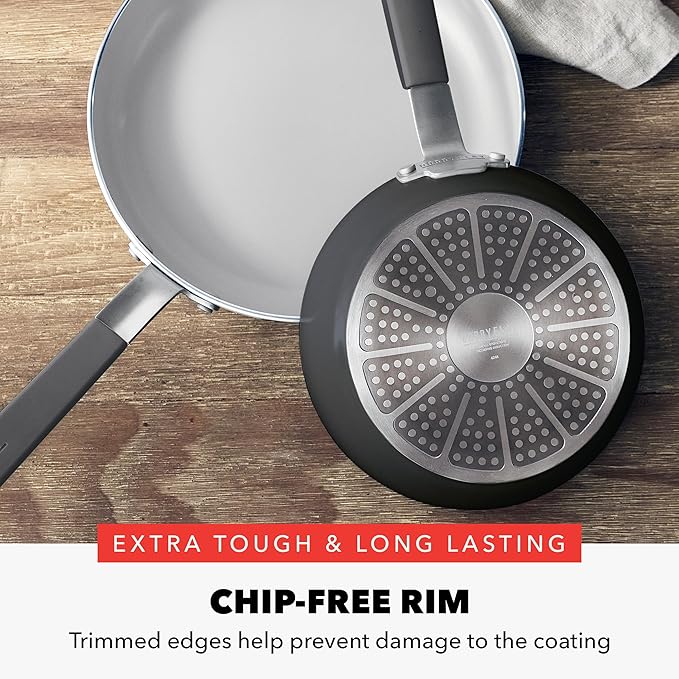 GreenPan x Bobby Flay 13 Piece Nonstick Cookware Pots and Pans Set, PFAS-Free Diamond Ceramic, Induction Suitable, Easy Clean Dishwasher & Oven Safe, Stay-Cool Silicone Handles, Glass Lids, Graphite - Image 11