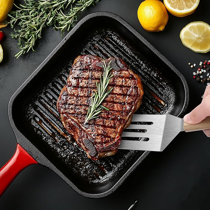 Stainless Steel Spatula Set, Metal Spatula for Cast Iron Skillet, Metal Spatulas for Kitchen Use with Wooden Handle, Ideal for Frying Steak, Pancake, Cookie, Burger, Brownie or Desserts - Image 7