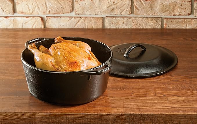 Lodge Cast Iron Dutch Oven - Loop Handle Cooking Vessel - Even Heat Retention - Oven-Safe, Versatile Pot - Handle Holders Included - 5 Quart - Image 5