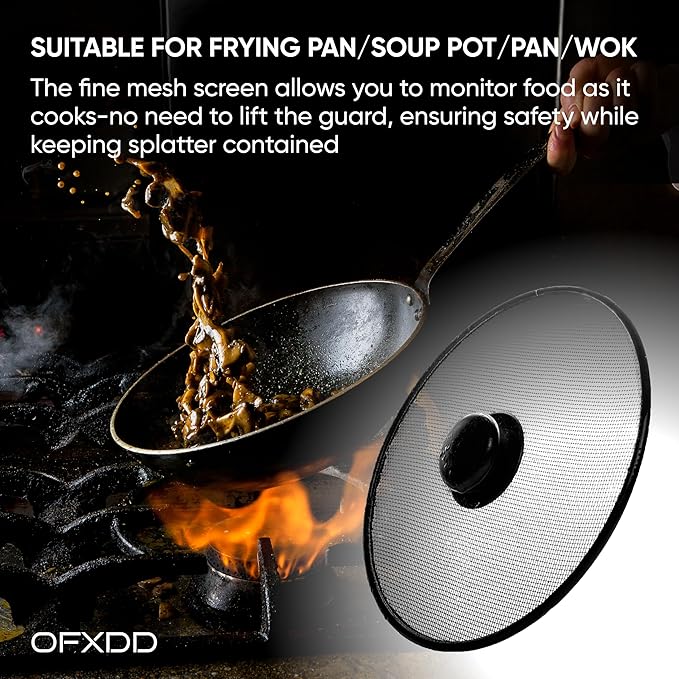 Stainless Steel Splatter Screen for Pan - Set Of 2: 8.2", 8.2" - Safe Protection Shield for Frying Grease Splash - Fry Oil Guard for Cooking - Image 3
