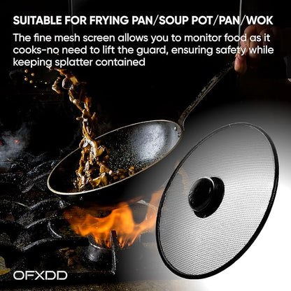 Stainless Steel Splatter Screen for Pan - Set Of 2: 8.2", 8.2" - Safe Protection Shield for Frying Grease Splash - Fry Oil Guard for Cooking - Image 3