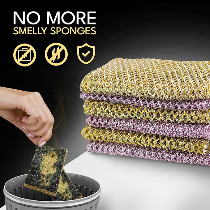 Heavy Duty Dish Scrubbers, Non-Scratch Scouring Pads - Odorless & Long Lasting Mesh Dish Cloth - Replace Sponges - Kitchen, Floor and Bathroom Usage - Made in Korea (2 Pcs) - Image 9