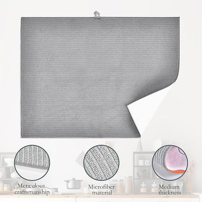 Dachshund Dog Flowers Dish Drying Rack Mat for Kitchen Counter, Dish Drying Pad Absorbent Reversible Microfiber Protector for Coffee Bar Sink Countertops 18x24 Inch