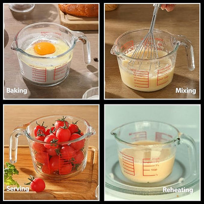 VRUIFA Glass Measuring Cup For Baking and Cooking, Dishwasher, Freezer, Microwave and Oven Safe, Apartment Kitchen Essentials Tools (16 oz)