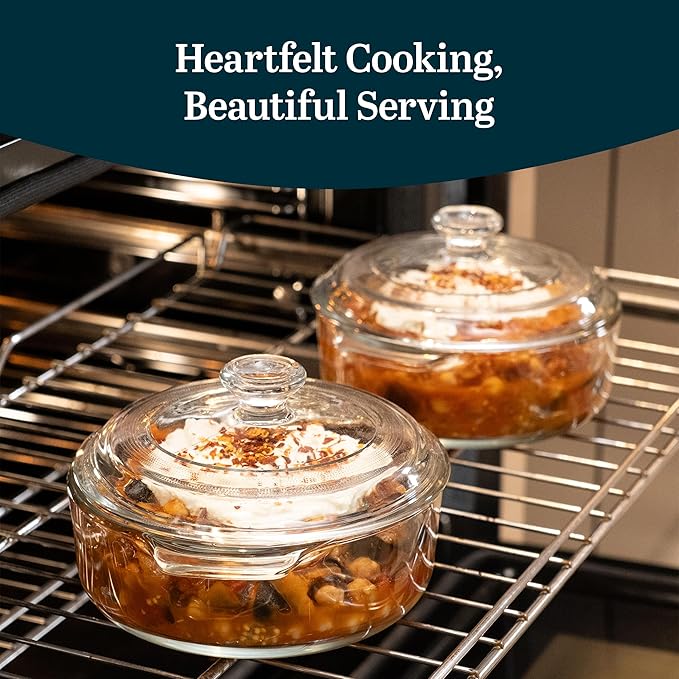 Libbey Baker's Basics 2 Piece Glass Dishes with Lids - Elegant Casserole Dishes for Oven with Lids - Versatile Baking Dish to Store Leftovers & More - Image 2